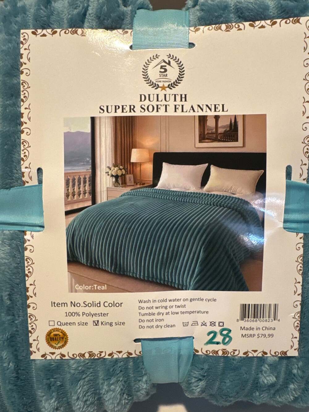 Duluth Trading Super Soft Flannel Bed Blanket Kingt Teal color